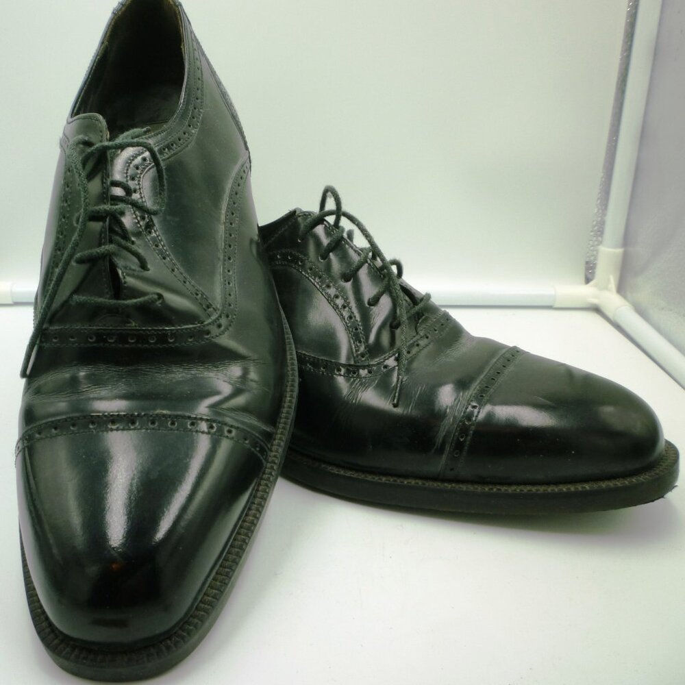 DERBY OXFORD BROGUE BLACK LEATHER SAN REMO ITALY DRESS LACED UP MEN' SHOES 10M